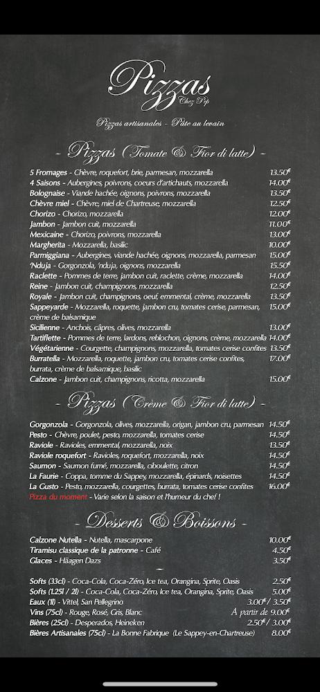 La Pizza Du Sappey « Chez PEP » - Menu Image 1